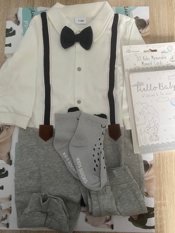 Baby Boy Tuxedo Outfit / Baby Milestone Cards/ Baby Boy Gift / Etsy
