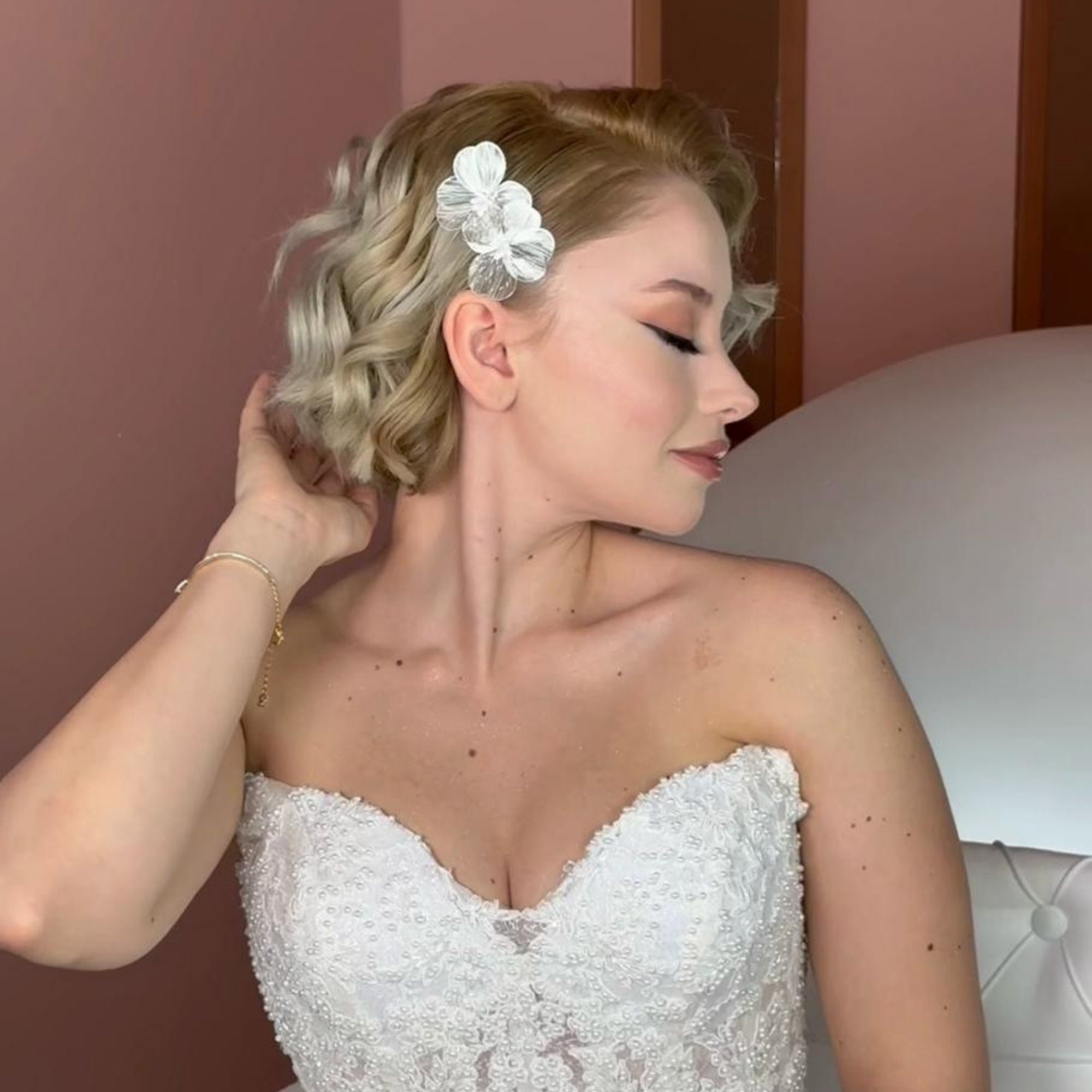 Bride Hair Accessories Comb Ornaments Flower Leaves Handmade Wedding Headdress