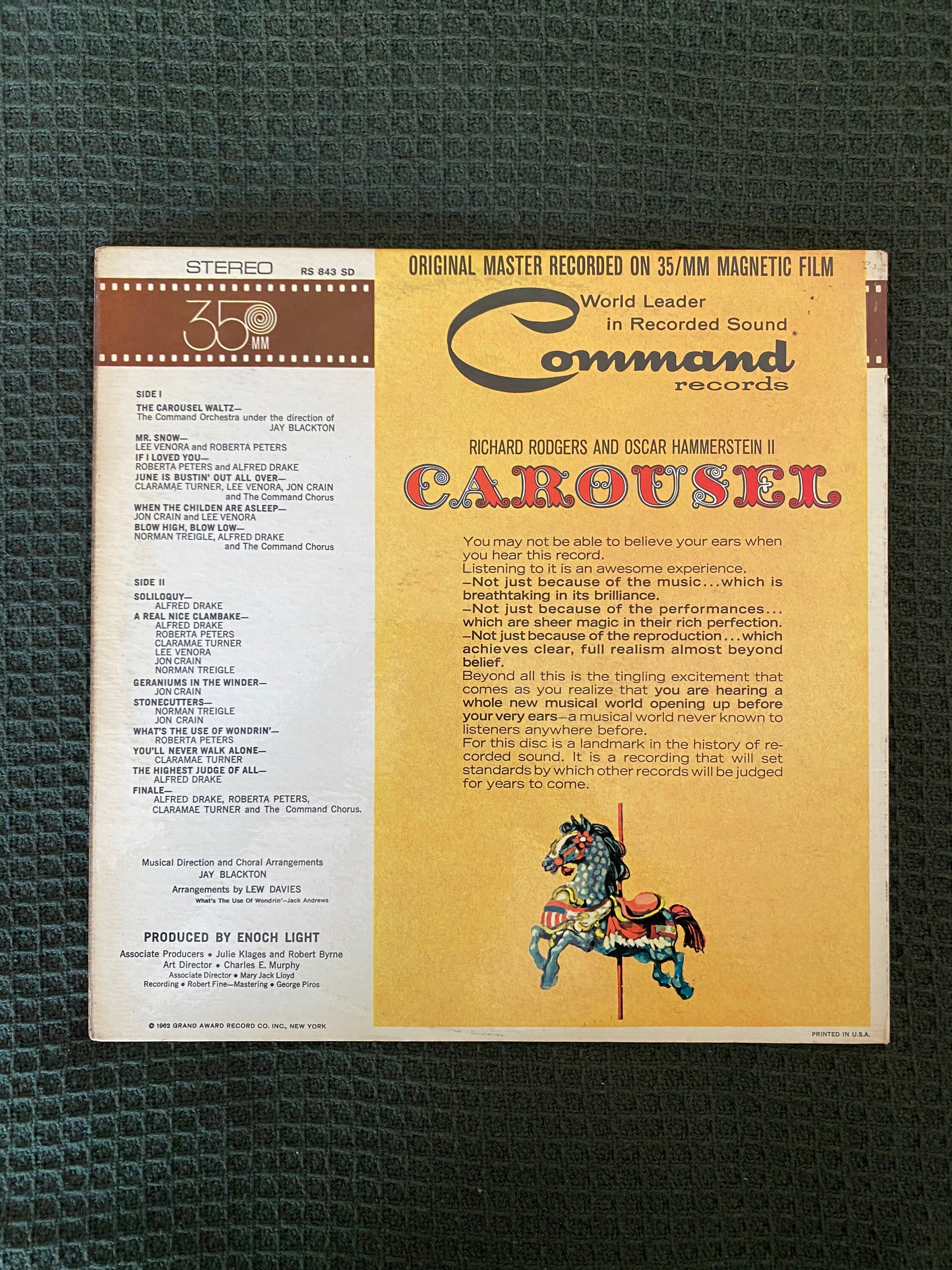 Carousel 1962 Soundtrack Lp Rodgers Hammerstein Lp Record Etsy