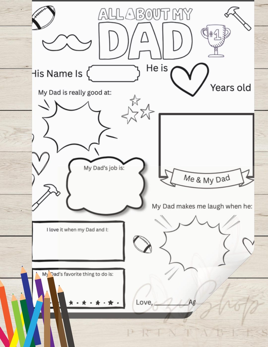 All About My Dad Printable Fathers Day Questionnaire Dad Gift, DIY ...