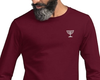 Menorah Long Sleeve Shirt, Menorah Long Sleeve Tee, Menorah Shirt, YHWH Shirt, Yah Shirt, Hebrew Israelite Shirt, Hebrew Israelite Clothing