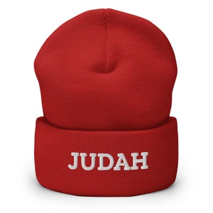 Judah Beanie White Font, Judah Beanie, Hebrew Israelite Beanie, Hebrew Israelite Hat, 12 Tribes Beanie, Yehudah Beanie, YHWH Beanie, Yah Hat
