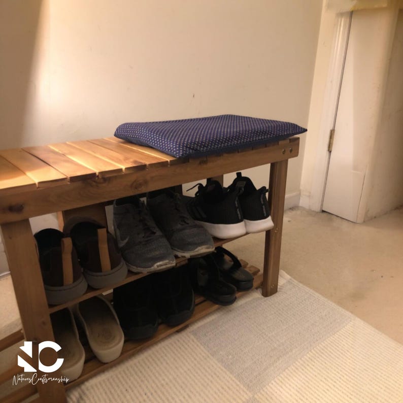 3 Tier Wooden Shoe Storage Bench | Acacia Shoe Rack Bench | Shoe Organizer for Entryway, Closet, Bathroom, Living Room Décor