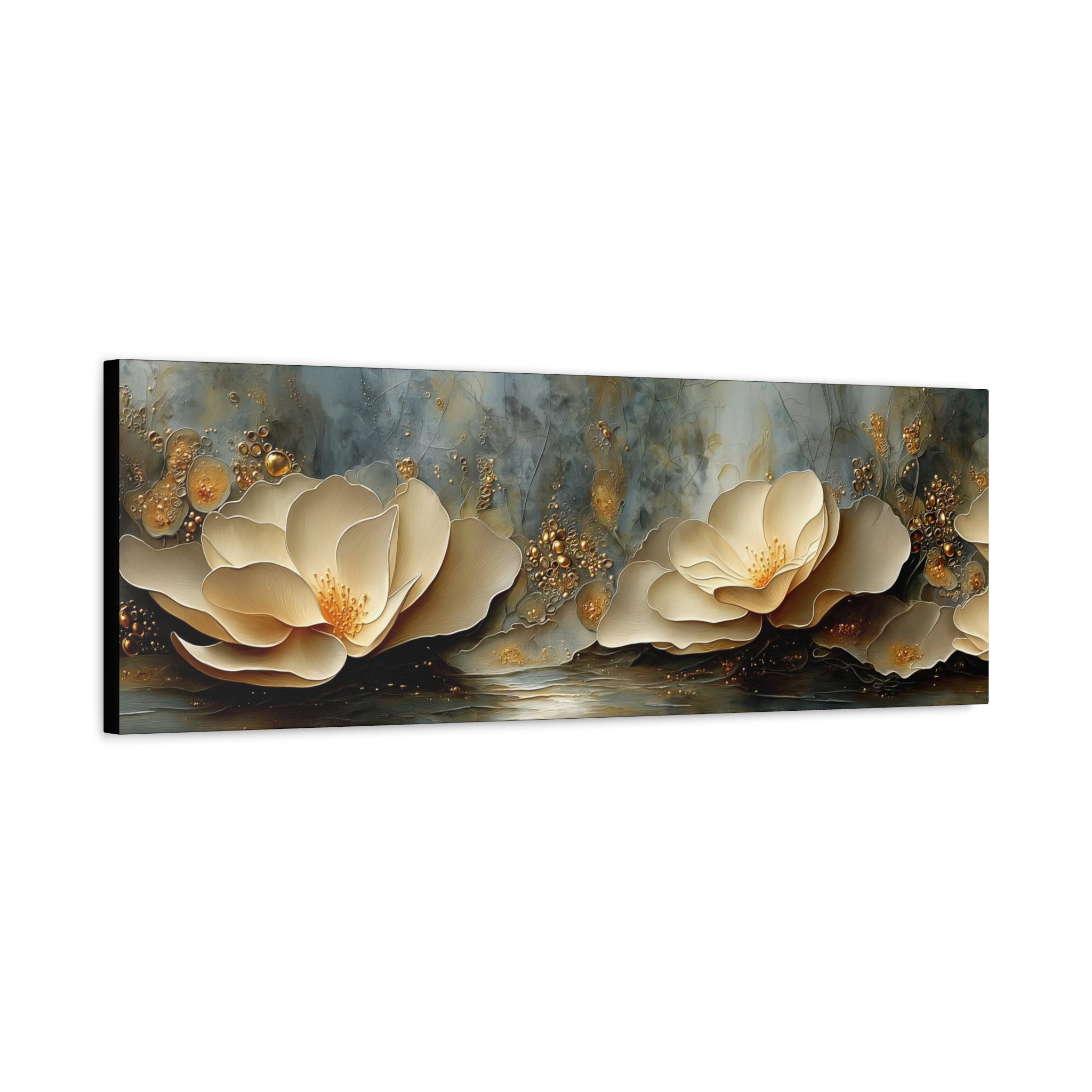 Large Abstract Canvas Print Horizontal Water Lily Floral Wall Art ...
