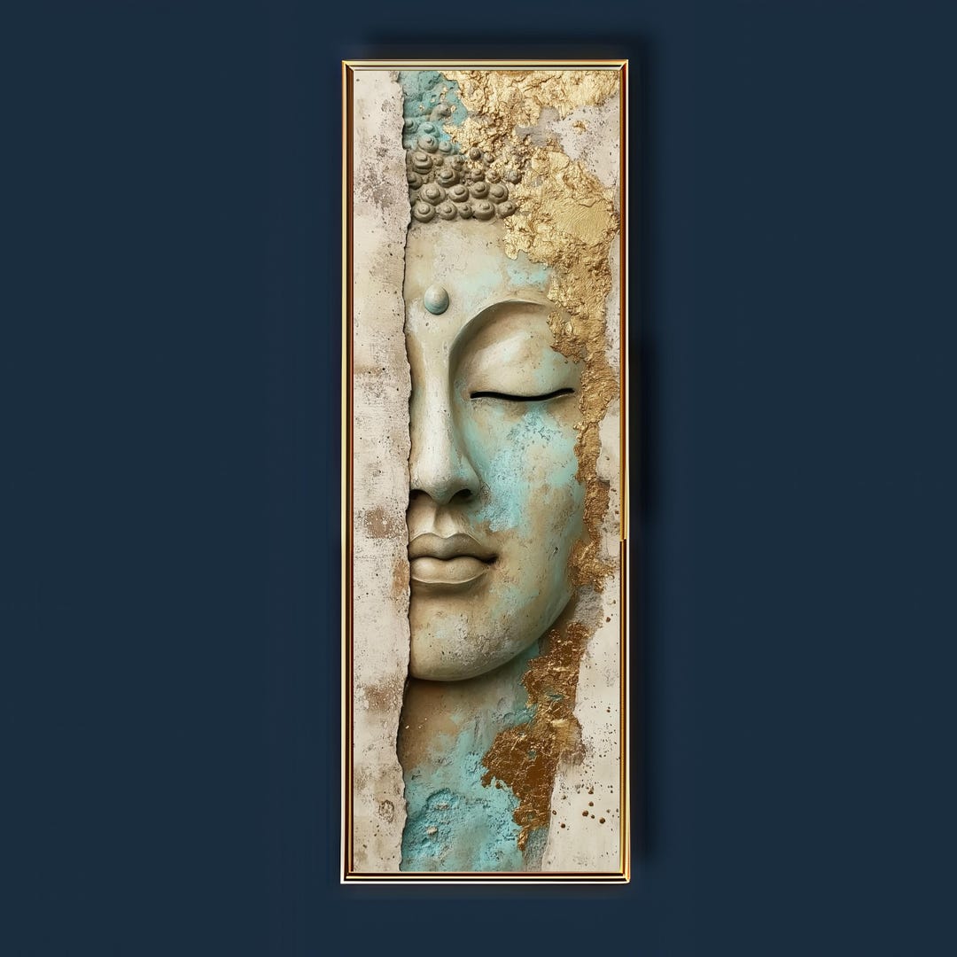 Tall Buddha Wall Art Narrow Vertical Canvas Zen Meditation Decor Modern ...