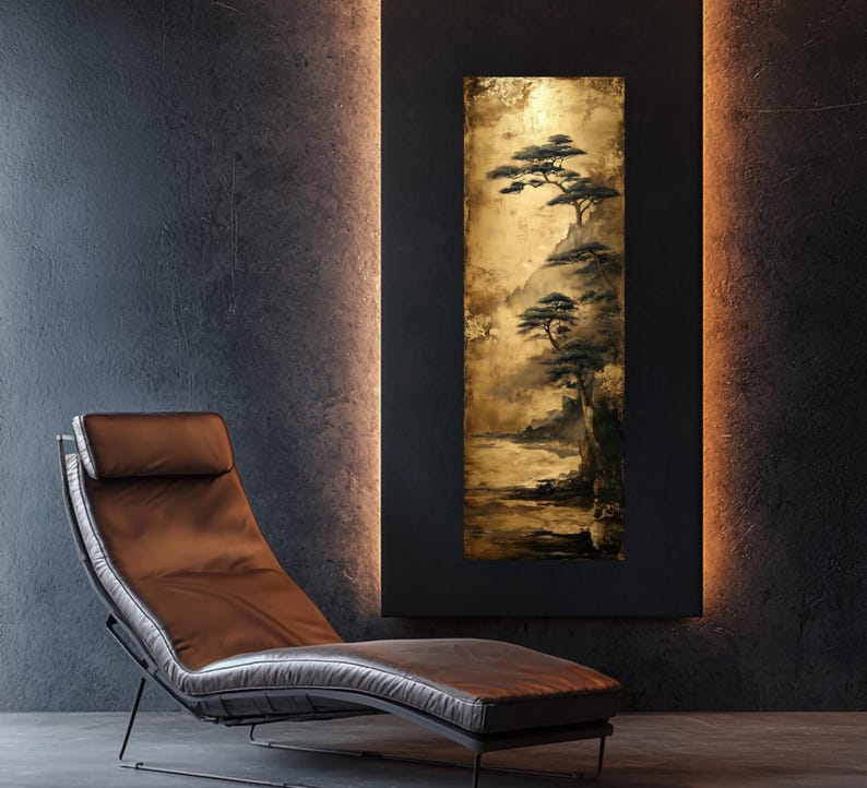 Tall Vertical Japanese Landscape Wall Art Zen Canvas Narrow Wall Decor ...