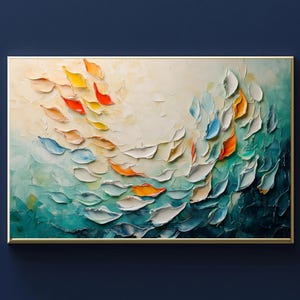 Textured Abstract Ocean Wave Canvas Art, Modern Coastal Wall Decor