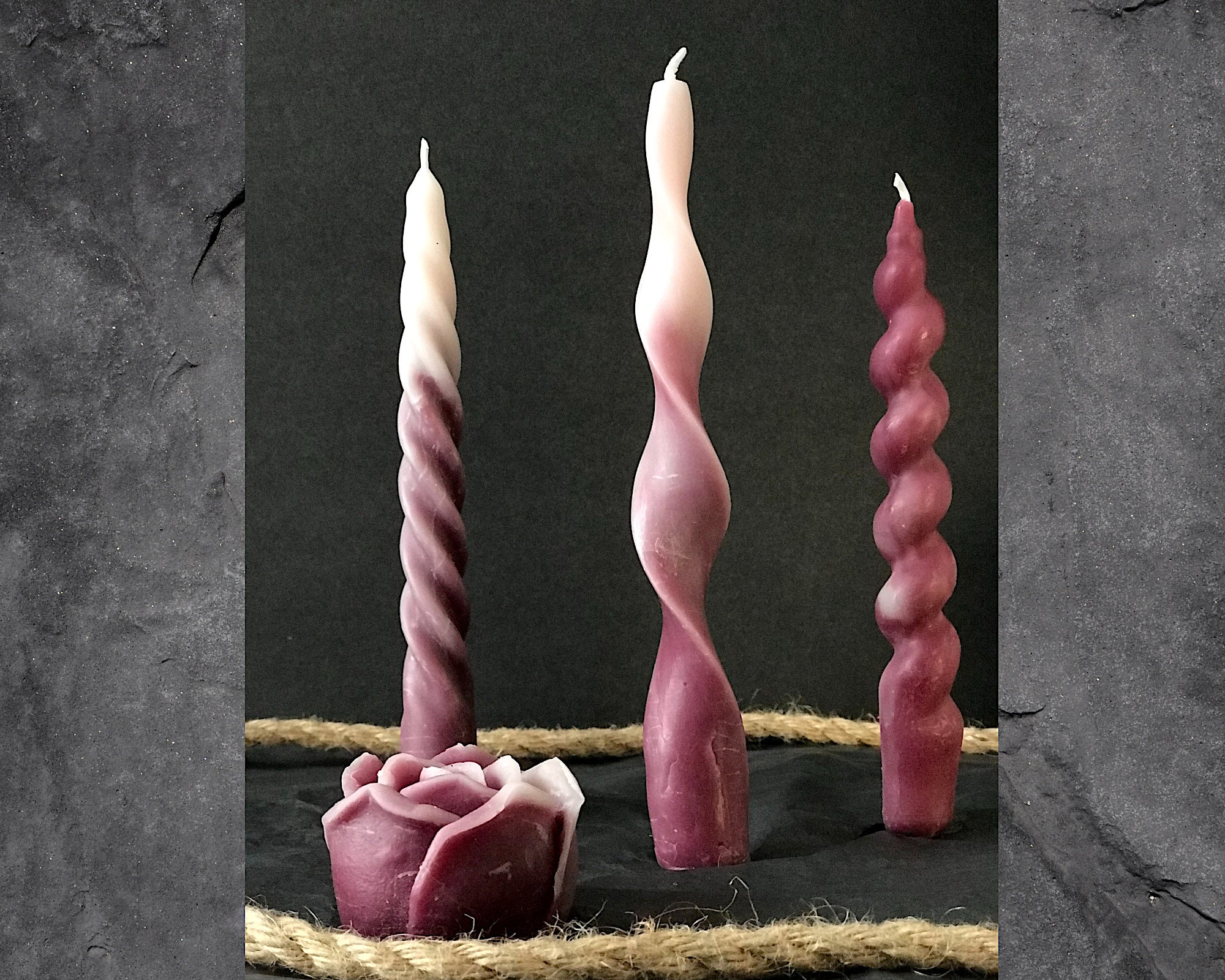 Ruffles Spiral Beeswax Taper Candles - 7/8 x 12 - Pair - Crafted