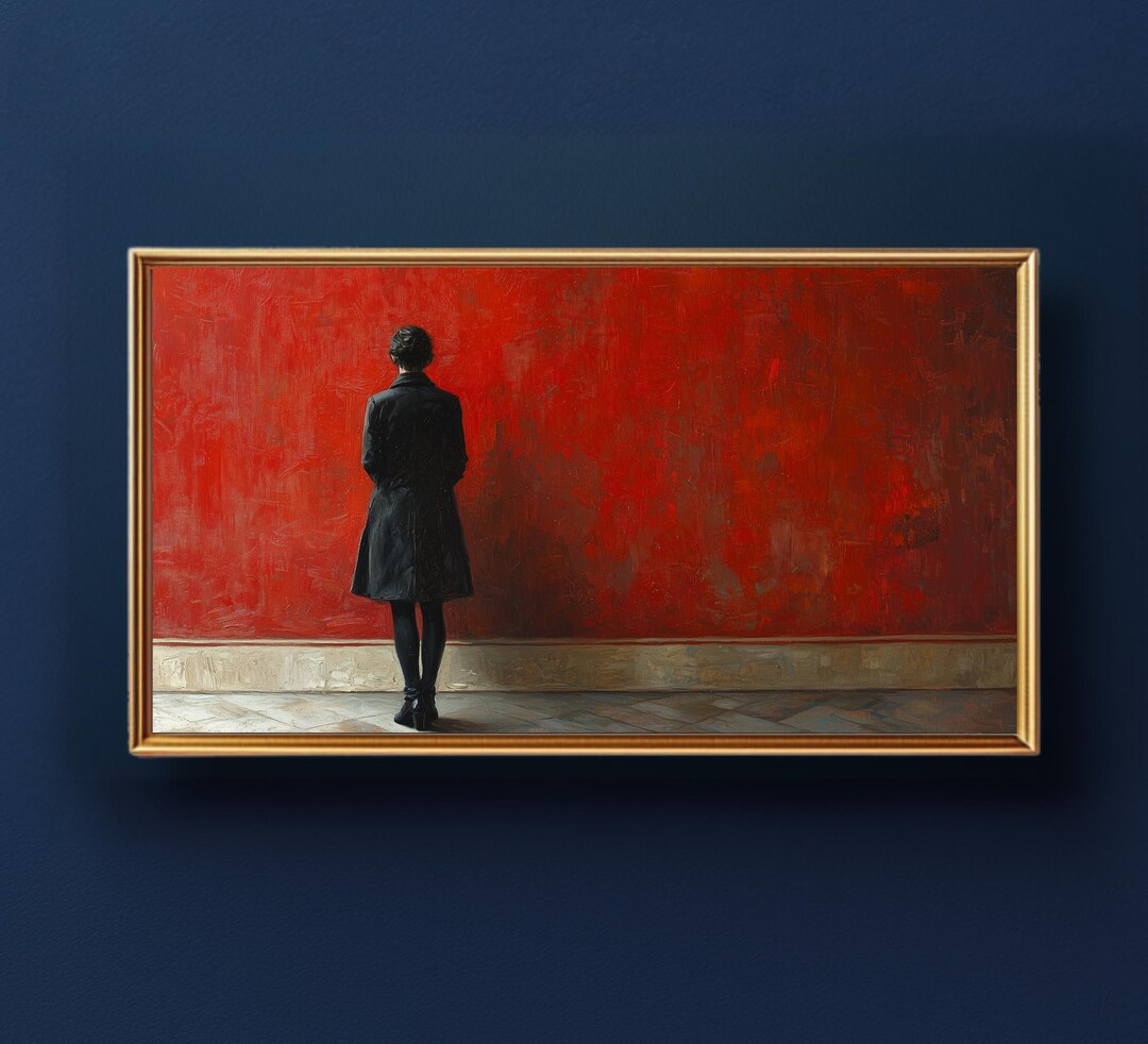 Red Abstract Woman Portrait Panoramic Wall Art Modern Figurative ...