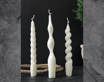 Twisted Candle Spiral Candle Taper Candles White Candles Natural Beeswax Candles Taper Candles