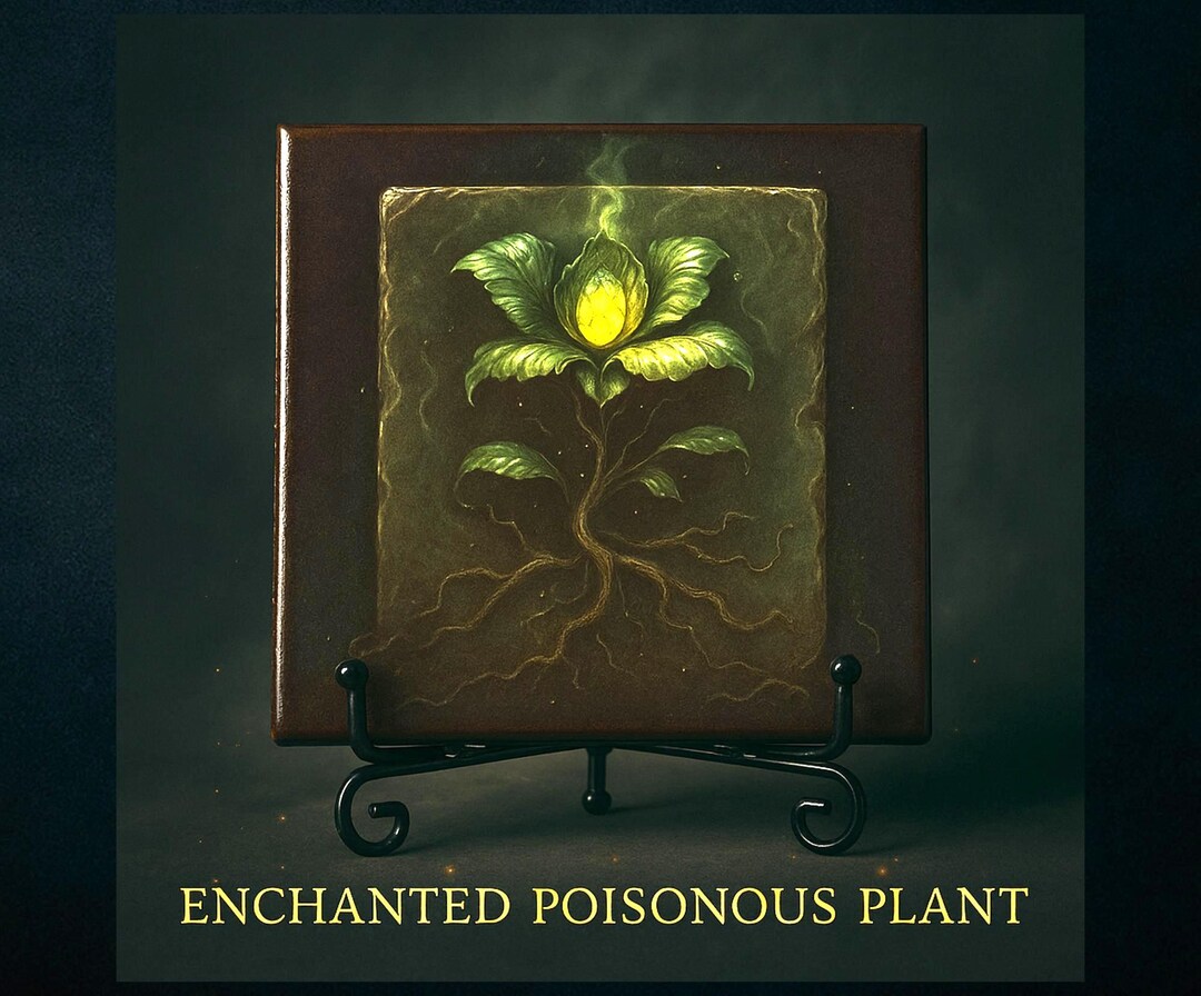 Poison Garden Art Tile – Glowing Rooted Bloom With Crystal Center ...