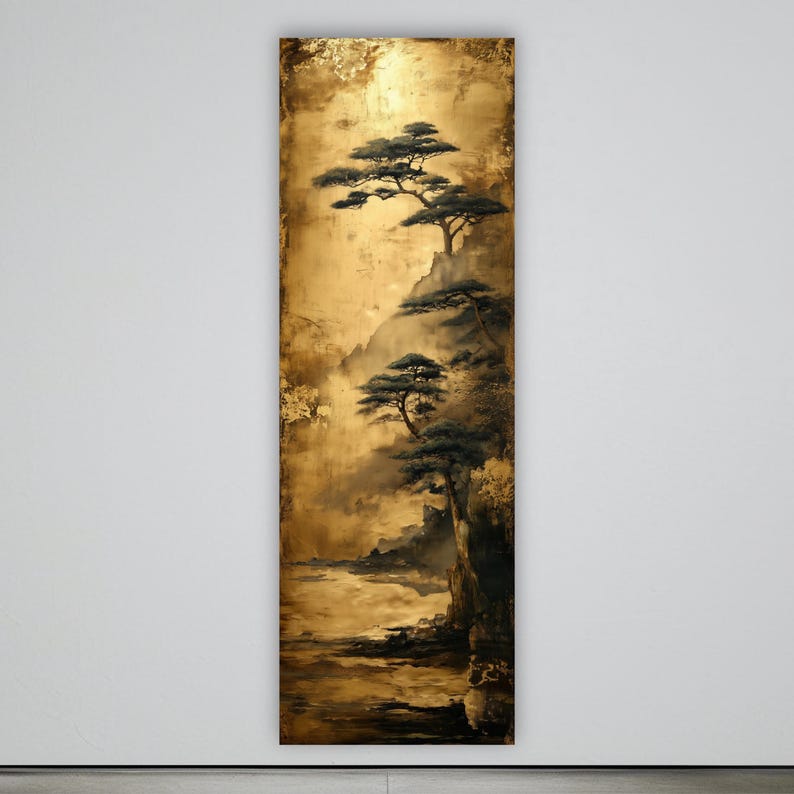 Tall Vertical Japanese Landscape Wall Art Zen Canvas Narrow Wall Decor ...