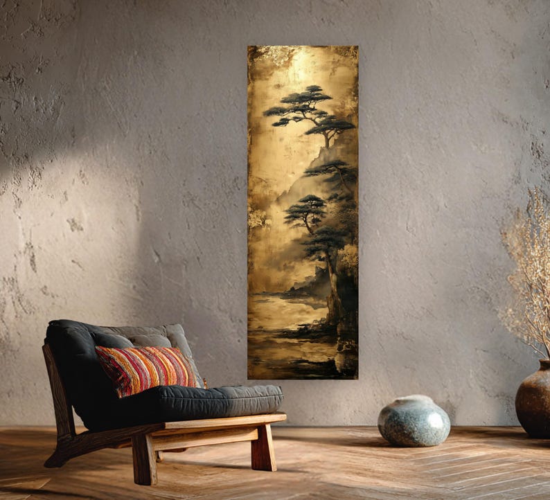Tall Vertical Japanese Landscape Wall Art Zen Canvas Narrow Wall Decor ...