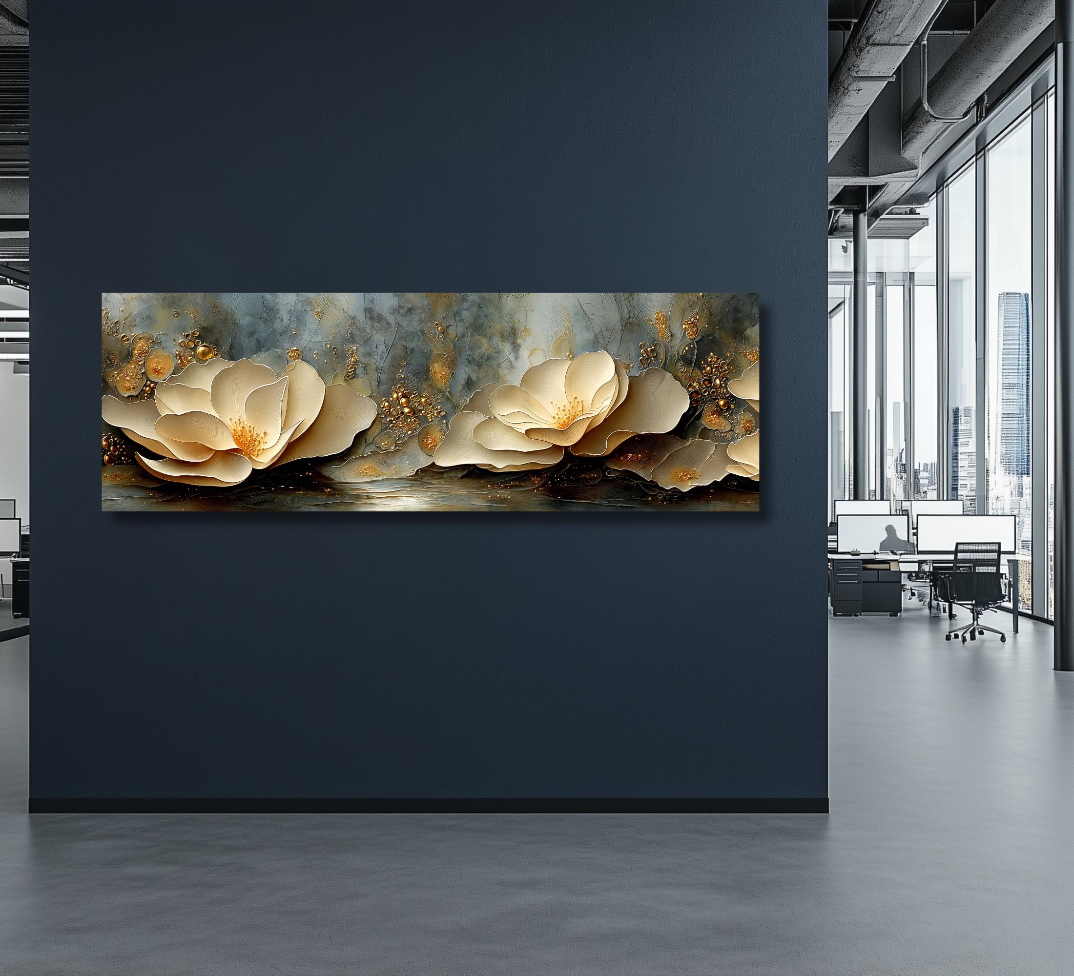 Large Abstract Canvas Print Horizontal Water Lily Floral Wall Art ...