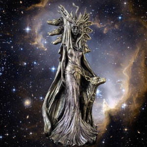 Hecate Statue Hecate Candle Moon Goddess Statue  Hekate Altar Wiccan Decor Witchcraft and Magic, Beeswax Candle 9''