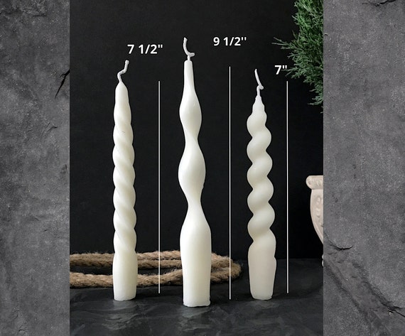 Twisted Candle Spiral Candle Taper Candles White Candles Natural Beeswax  Candles Taper Candles 