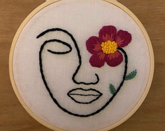 Floral Face Embroidery Art