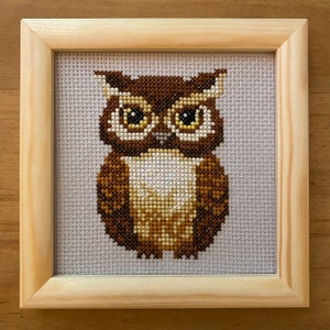 Owl Cross Stitch - Framed Embroidery Art
