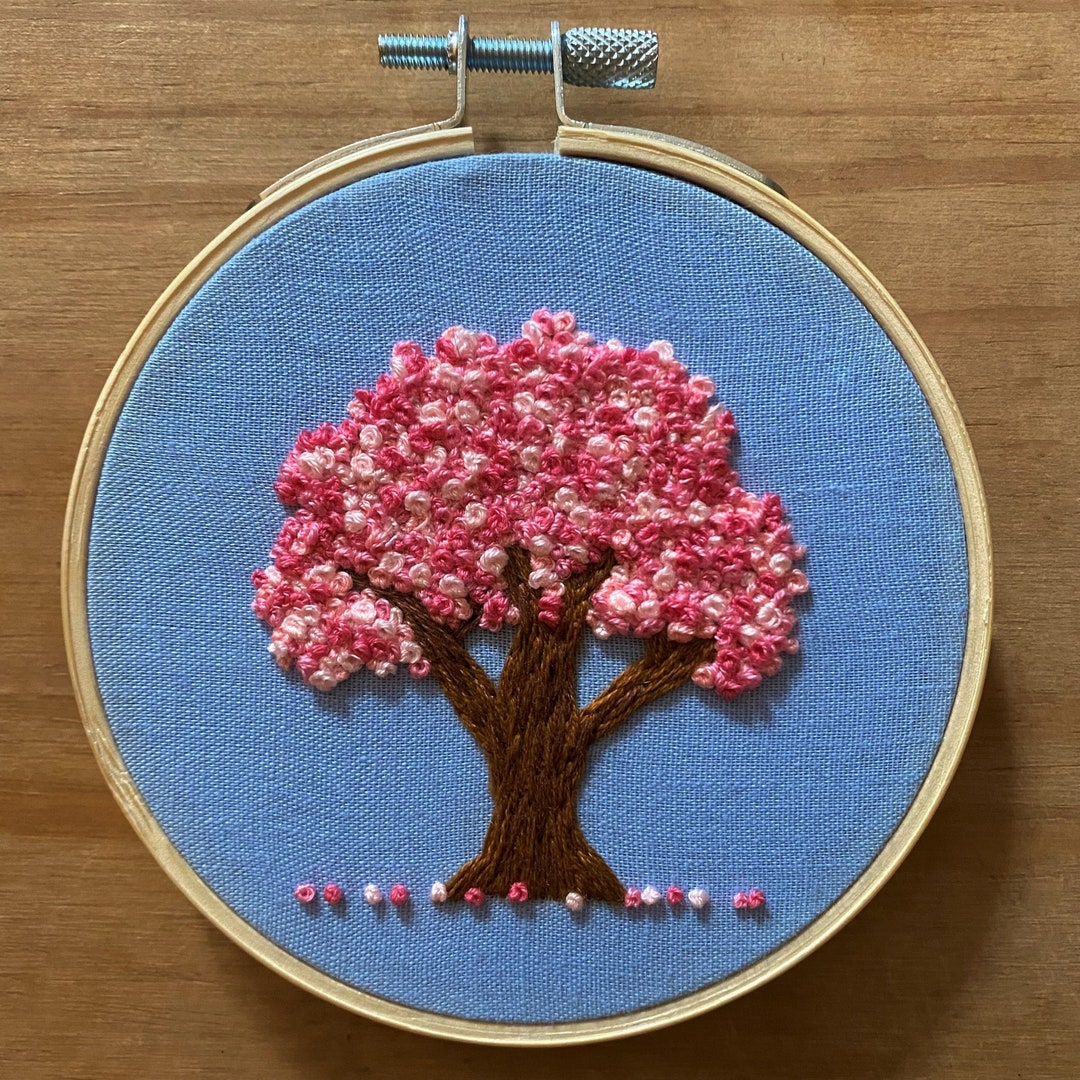 Cherry Blossom Tree Embroidery Art Etsy