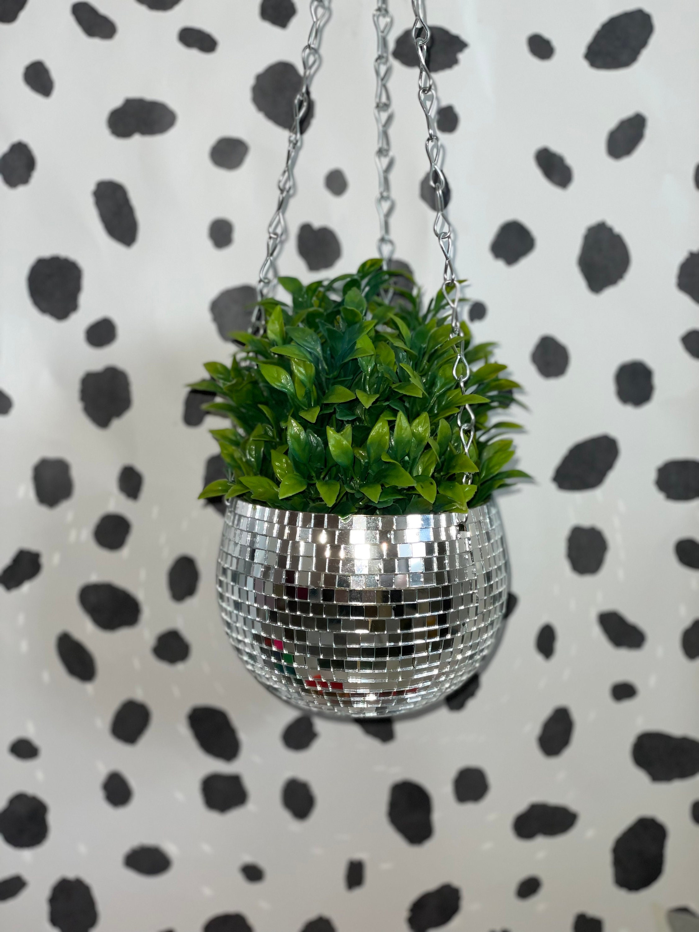 Discoball Hanging Planter SILVER Small Etsy