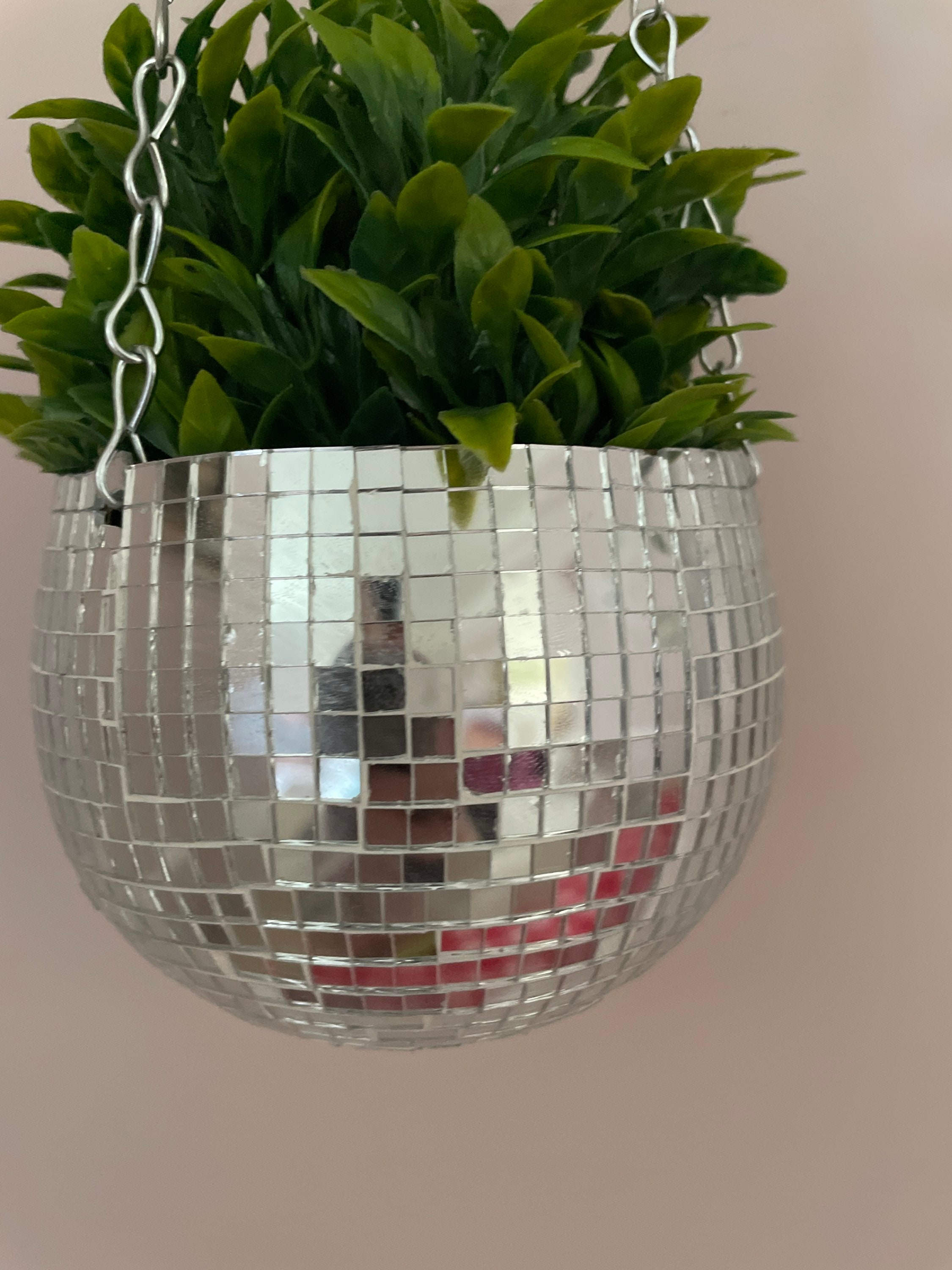Discoball hanging planter SILVER Etsy