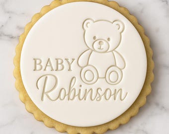 Tampon prénom baby shower personnalisé, Biscuit découpé, emporte-pièce pour baby shower, Tampon personnalisé baby shower, Embosser nom de bébé, Tampon baby shower M&s