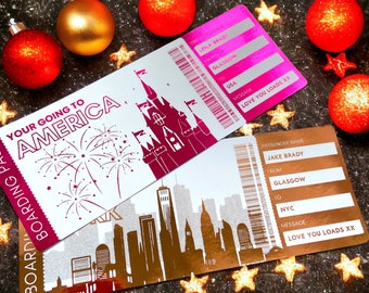 Boarding pass, gold birthday ticket, Personalised Boarding Card, Surprise Boarding Pass, london boarding pass