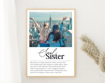 Soul sister print, soul sister, unbiological sister gift, Personalised best friend definition print, digital file, custom photo gift sister