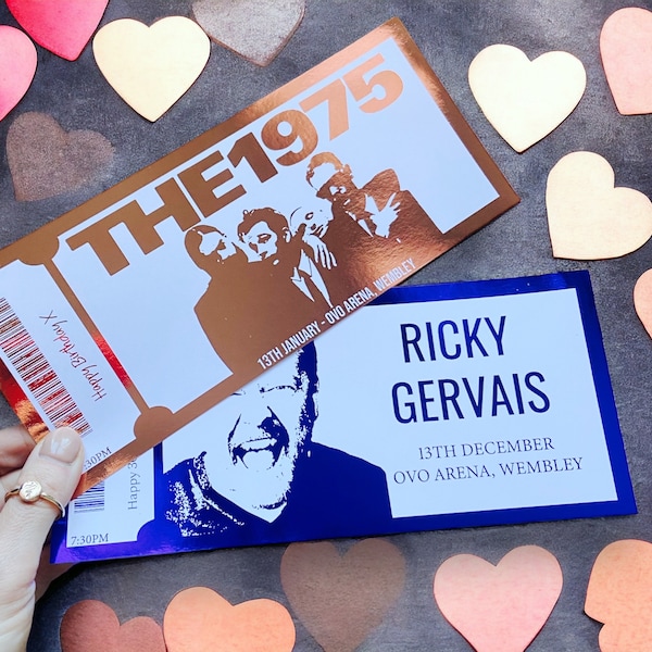 Personalised ticket, foil concert ticket, tickets gift, golden ticket,Custom Voucher, Gift Card, Show Tickets, Surprise Gift Ticket