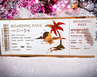 Boarding pass, gold birthday ticket, Personalised Boarding Card, Surprise Boarding Pass, london boarding pass