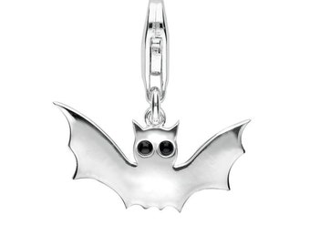 Sterling Silver Whitby Jet Bat Charm