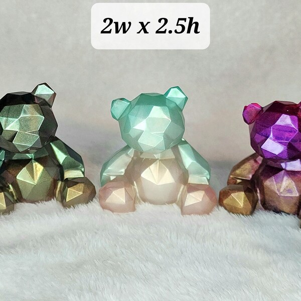 Geometric Animal Teddy Bears Resin Bear Sculpture 3D Animals Green Pastel Ombre Pink Art Cute Handmade Gift Novelty Figurine Personal Love