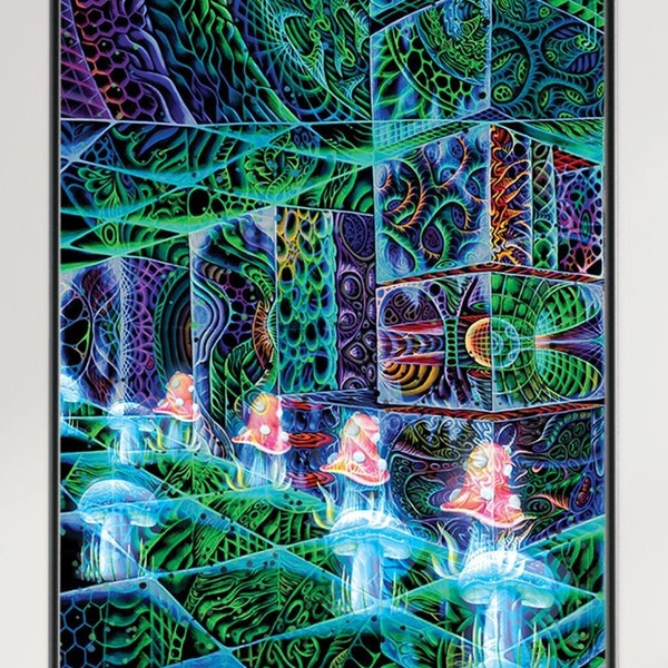 Shamanic Blacklight Tapestry, Fluorescent Space, Shamanic Art, Psychedelic DMT Printable, Trippy Art Download, Hallucinogenic Art