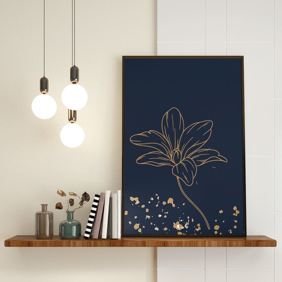 Gold Flower Wall Art Gold Rose Wall Art Rose Poster Etsy