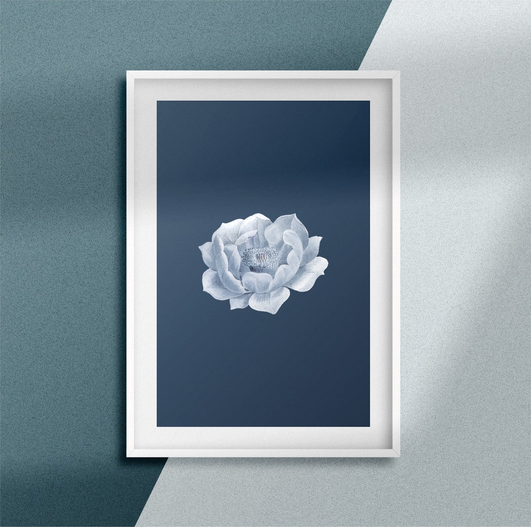 Blue Rose Wall Art, Blush Blue Rose Wall Art, Rose Poster Printable