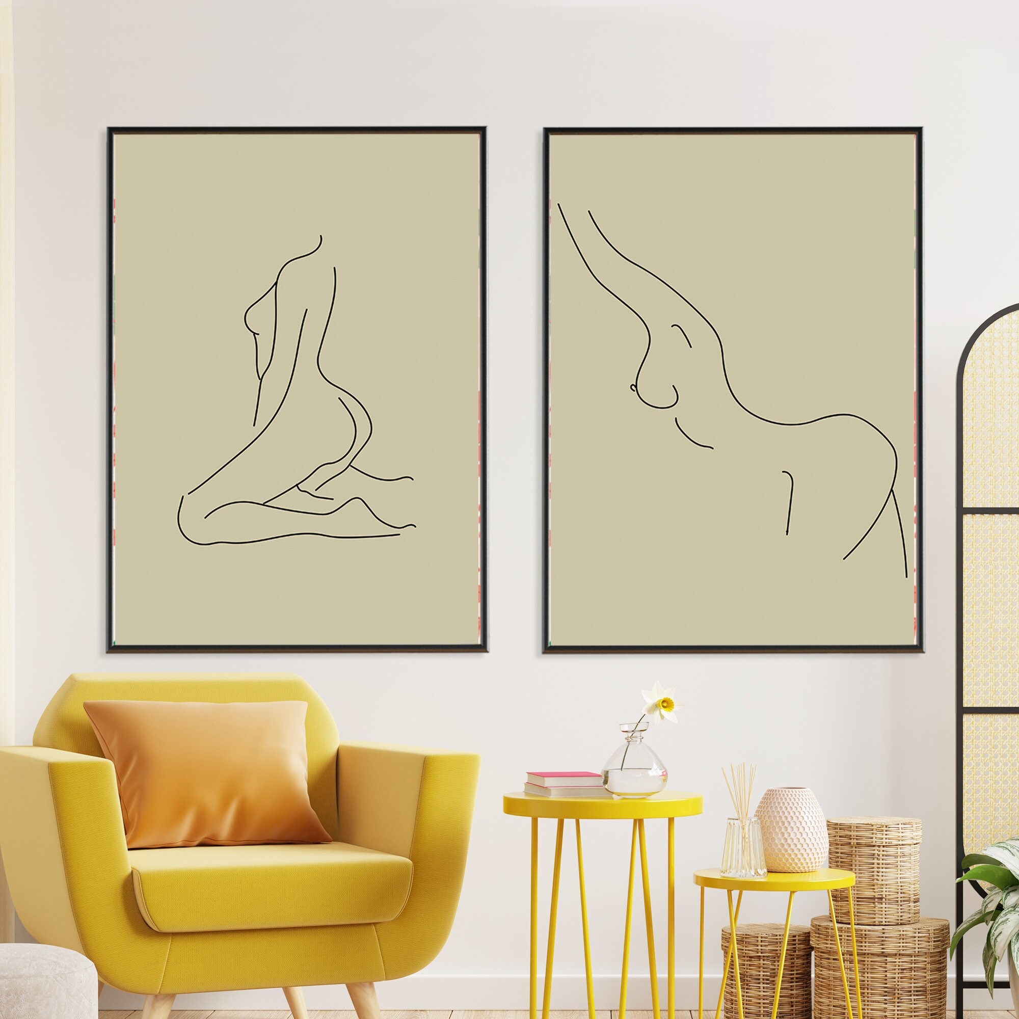 Set of 2 Prints Erotic Abstract Erotic Nude Art Naked Adult Pic Hq