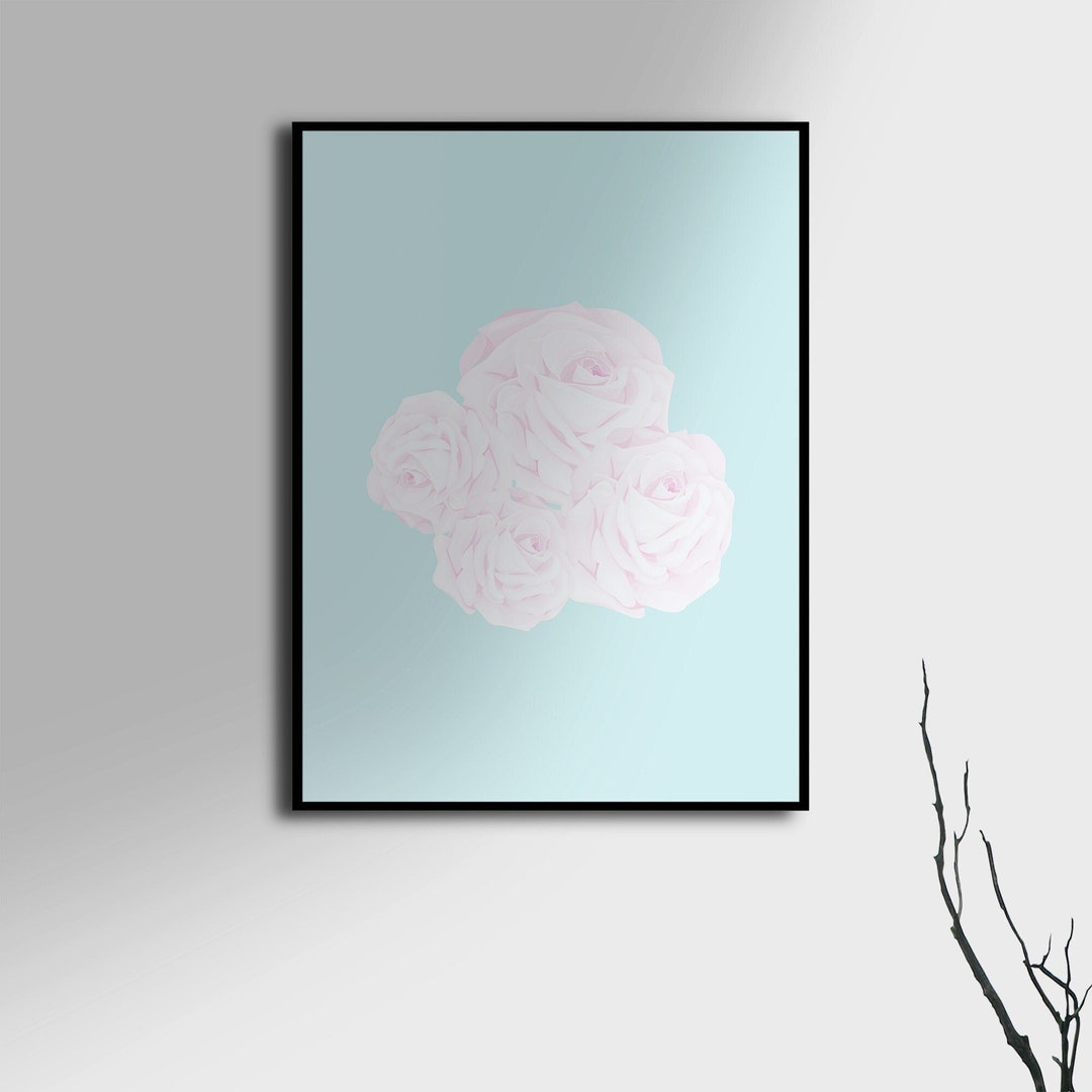 Roses Pink Wall Art Blush Pink Wall Art Roses Poster Etsy