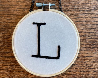 Letter L Embroidery, Wall Art, Hoop Art, Nursery Decor, Initial Gift, Personalized