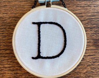 Letter D Embroidery, Wall Art, Hoop Art, Nursery Decor, Initial Gift, Personalized