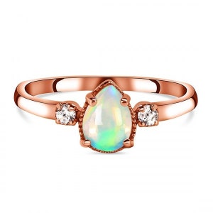 Venus Opal Ring Rose Gold, Opal ring, Crystal ring , Natural Gemstone ring, Ethiopian Opal ring, October Birthstone Ring, Anniversary gift