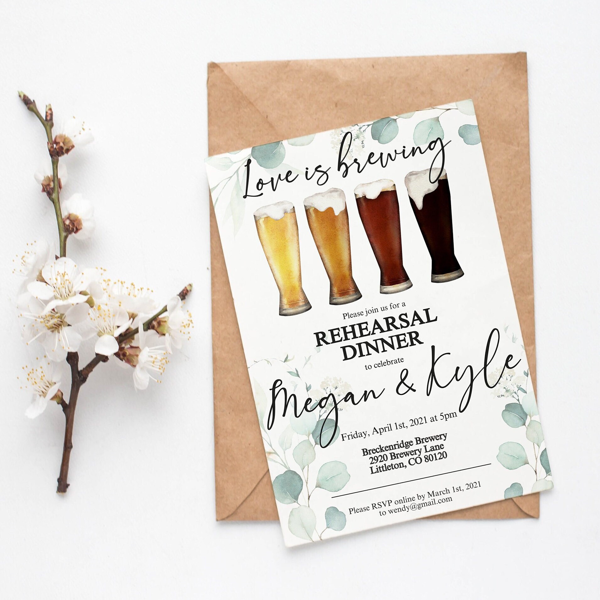 Love is Brewing Rehearsal Dinner Invitation Beer Themed Etsy