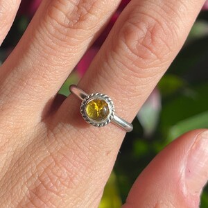 Handmade Natural Citrine Ring | Sterling Silver Citrine Ring | Size 6 US | Gemstone Ring | Golden Citrine Detail Ring