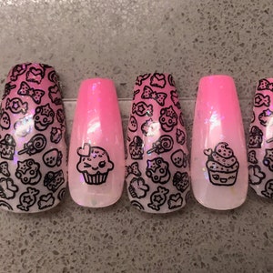 Cupcake Cutie Nails ~ Candy ~ Medium Length ~ Coffin ~ Ballerina ~ Hot Pink ~Light Pink ~ Ombre ~ Flakies ~ Sparkly
