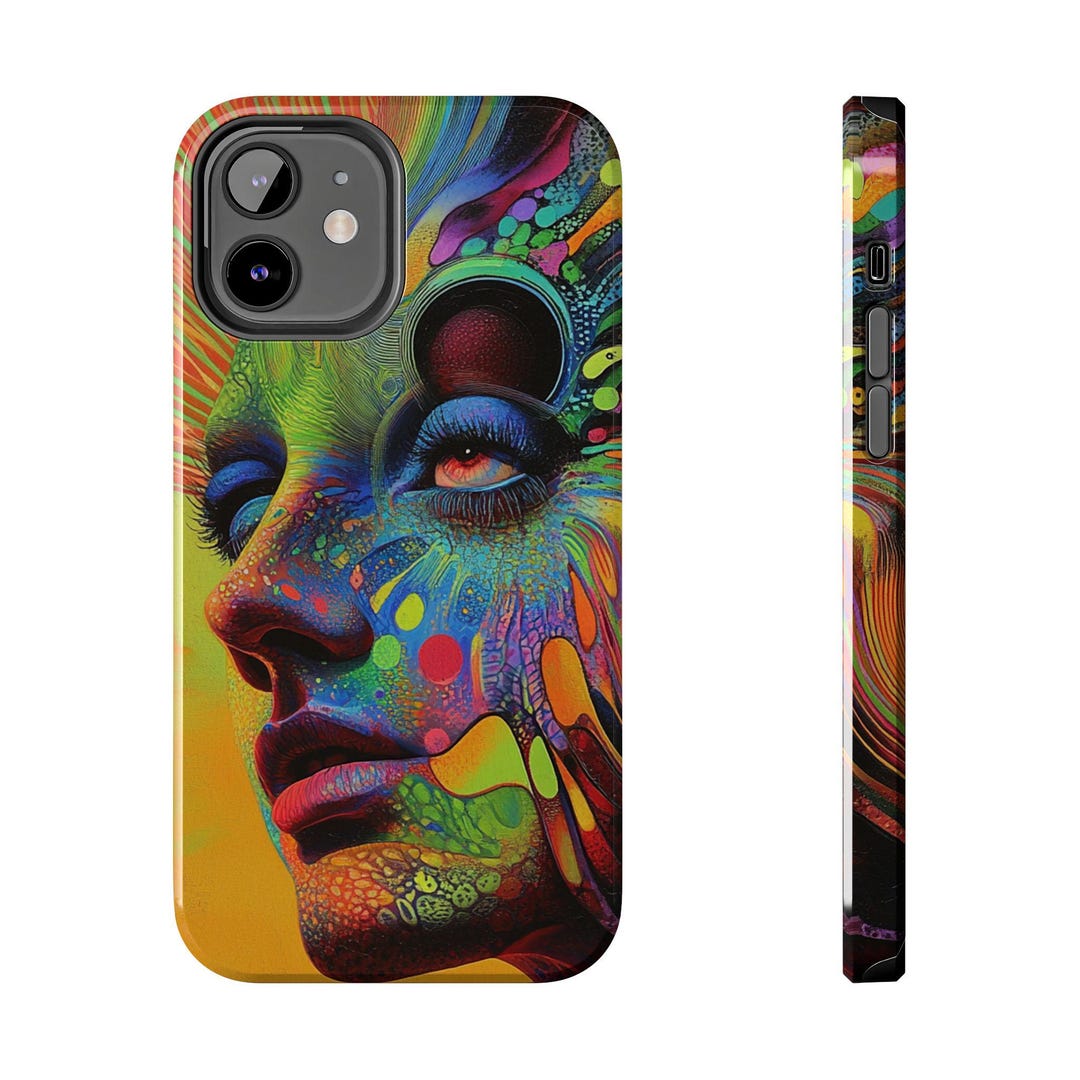 Abstract Art Woman Alien Peacock Retro iPhone Phone Case - Etsy