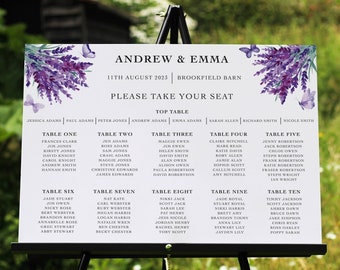 Wedding Table Seating Plan, Wedding Decor, Personalised Wedding Sign, Butterfly Wedding Sign, Lavender Wedding Sign,Seating Chart,A2,A1,A0