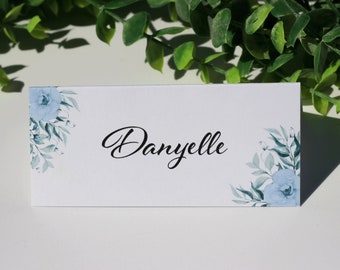 Place Card, Personalised Place Card, Dusty Blue Place Cards, Wedding Decor, Wedding Table Decorations, Wedding Place Cards, Name Cards, Silk