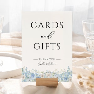 Karten und Geschenke Hochzeit Schild, Baby Blau Karten & Geschenke Schild, Hochzeit Tischkarte, Hochzeit Geschenk Tischschild, Blumenkarten und Geschenke Schild, 5X7