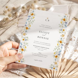 Faire-part de mariage fleurs sauvages, Faire-part de mariage floral, Faire-part de mariage, Faire-part de fleurs sauvages personnalisés, Faire-part automne, Cartes en soie