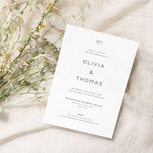 Invitación de boda moderna, invitación elegante, anuncio de boda, invitación sencilla personalizada, invitación de boda sencilla, tarjetas de seda de 5 x 7