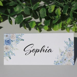 Place Card, Personalised Place Card, Dusty Blue Place Cards, Place Names, Wedding Table Decorations, Wedding Place Cards, Name Cards, Silk